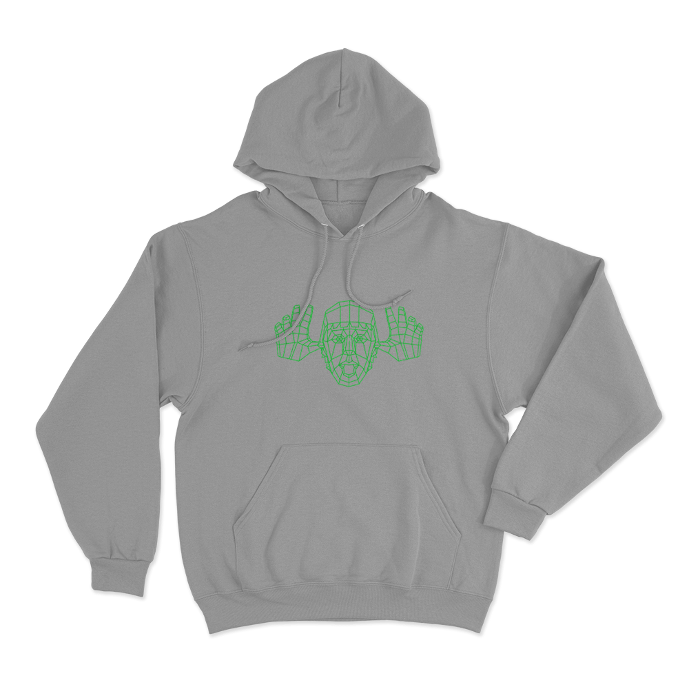 Low Poly Prankery Unisex Hoodie Grey Low Poly Prankery Unisex Hoodie Grey